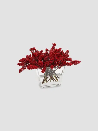 Winward Home Holiday Imitation Ilex Berry In Glass Vase In Multi
