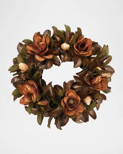 Winward Home Magnolia Faux Wreath In Antique Brown