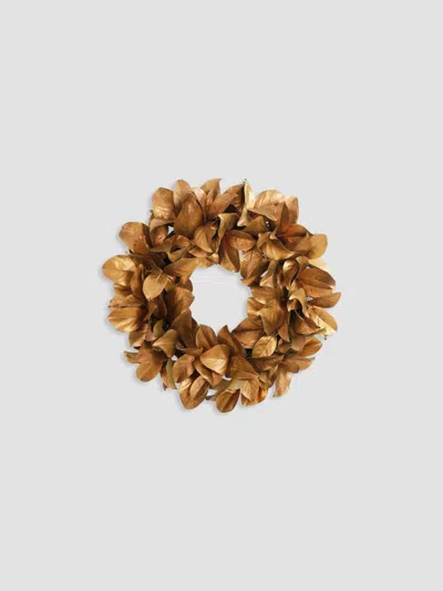 Winward Home Holiday Magnolia Gold Leaf Wreath In Brown