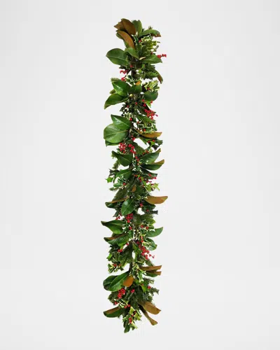 Winward Home Holiday Newness Faux-holly Holiday Garland In Green