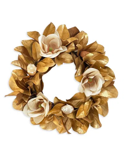 Winward Home Holiday Newness Faux-magnolia Gold Wreath