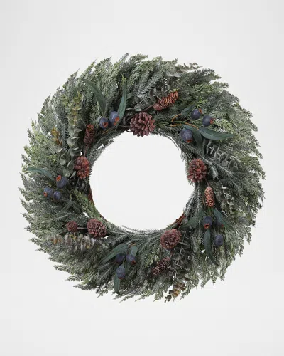 Winward Home Holiday Newness Faux-mixed Eucalyptus Cedar Pine Wreath In Green
