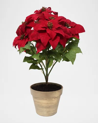 Winward Home Holiday Newness Potted Faux-poinsettia Branch In Multi