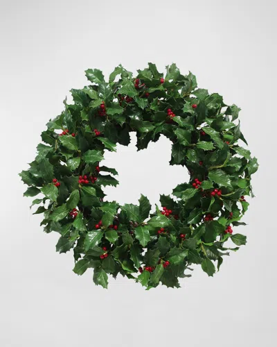 Winward Home Holly Branch Wreath In Green/red