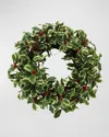 Winward Home Holly Branch Wreath In Variegated Red