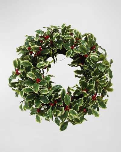 Winward Home Holly Branch Wreath In Variegated Red