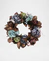Winward Home Hydrangea & Magnolia Leaf 24" Wreath In Multi