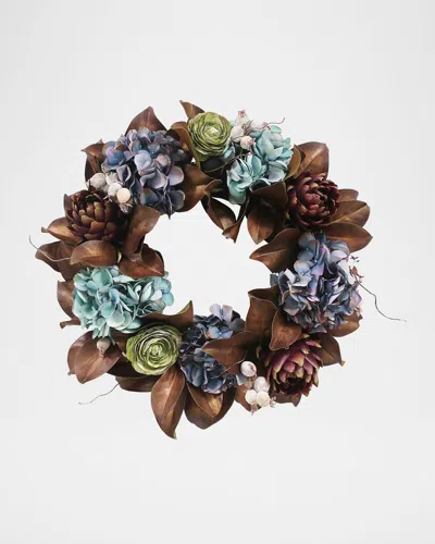Winward Home Hydrangea & Magnolia Leaf 24" Wreath In Multi