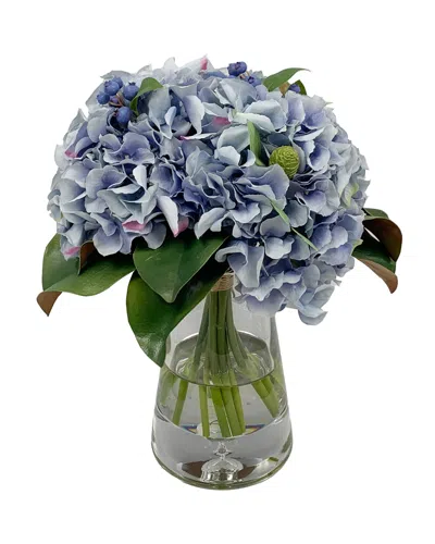Winward Home Hydrangea Berry Mix In Vase In Blue
