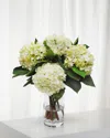 Winward Home Hydrangea In Glass Vase In White/green