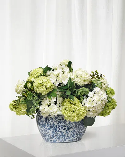 Winward Home Hydrangea In Oval Planter In Green