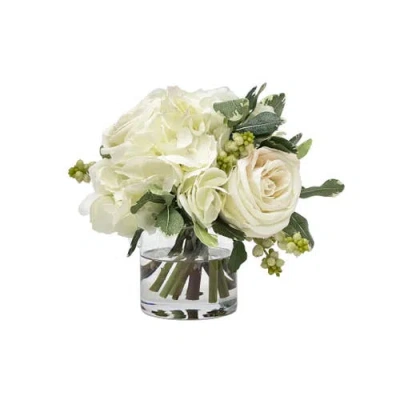 Winward Home Hydrangea Rose In Vase In White