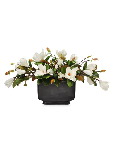 Winward Home Imitation Magnolia In Footed Rectangular Vase In Black