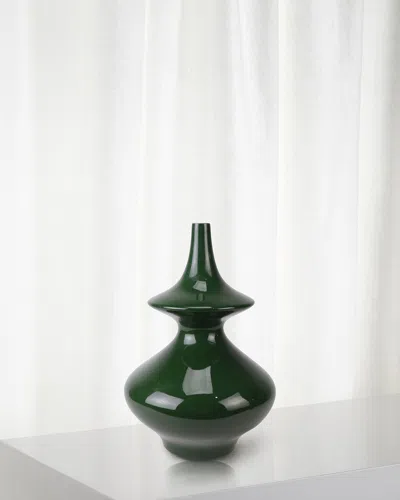 Winward Home Irregular Porcelain Vase, 13" In Green
