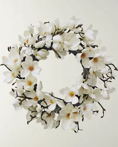 Winward Home Japanese Magnolia Wreath In White