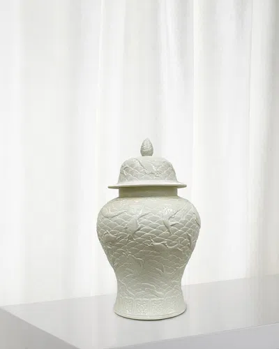 Winward Home Koi Relief Pot - 23" In White