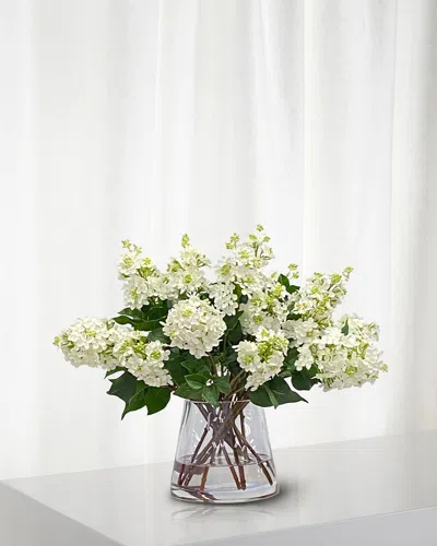 Winward Home Lilac Faux Floral Arrangement In Glass Vase, 16" In Transparent