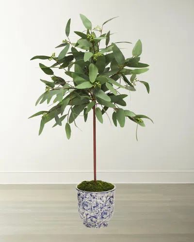 Winward Home Long Eucalyptus In Cache Pot In Green