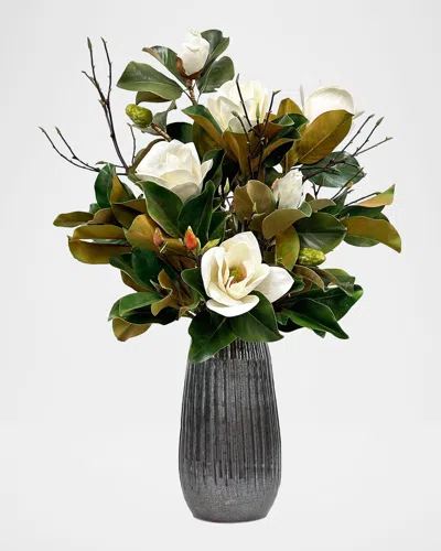 Winward Home Magnolia 38" Faux Floral Arrangement In Stripe Vase In Black