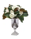 Winward Home Magnolia Faux Floral Arrangement In Striped Vase In White