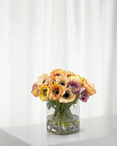Winward Home Mix Anemone Faux Flowers W/ Vase In Yellow