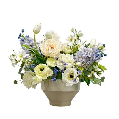 Winward Home Mix Blue White Floral In Tapered Bowl