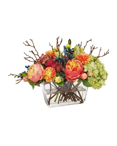 Winward Home Mix Fall Hydrangea & Rose In Flair Vase In Multi