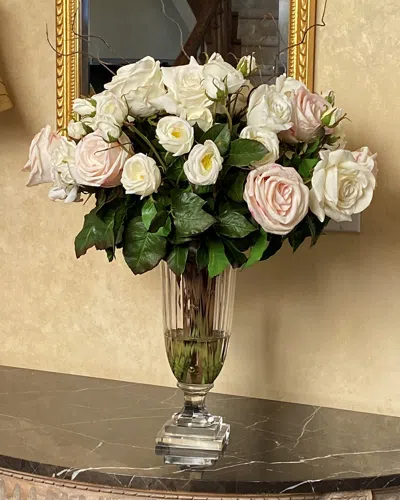 Winward Home Mix Faux Roses In Glass Vase In Multi