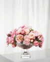Winward Home Mix Peony In Large Stripe Cut Bowl In Pink