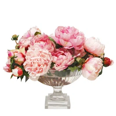 Winward Home Mix Peony In Stripe Cut Bowl In Pink