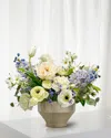 Winward Home Mixed Floral Arrangment In Tapered Ceramic Bowl, 22" In Blue/white