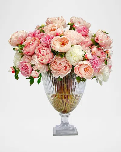 Winward Home Mixed Peonies 29" Faux Floral Arrangement In Glass Vase In Multi