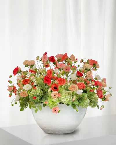 Winward Home Mixed Poppies In Terracotta Pot, 48" In Multicolor