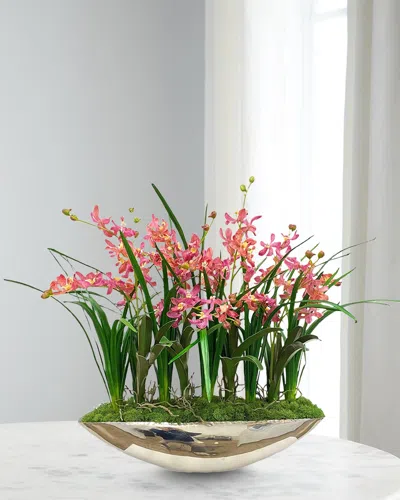 Winward Home Narcissus Faux Plant In Aluminum Vase In Pink