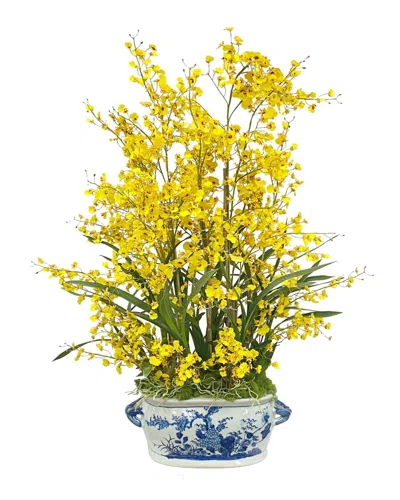 Winward Home Oncidium Faux Floral Arrangement In Pot In Yellow