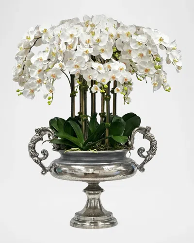 Winward Home Orchid 45" Faux Floral Arrangement In Silvertone Urn In Multi