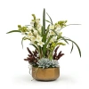 Winward Home Orchid Succulent In Golden Pot In Multi
