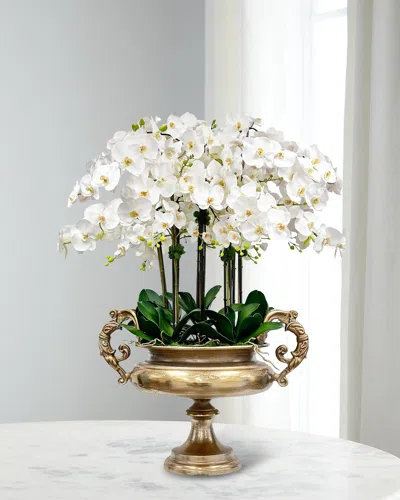 Winward Home Orchids 45" Faux Floral Arrangement In Aluminum Urn In Gold