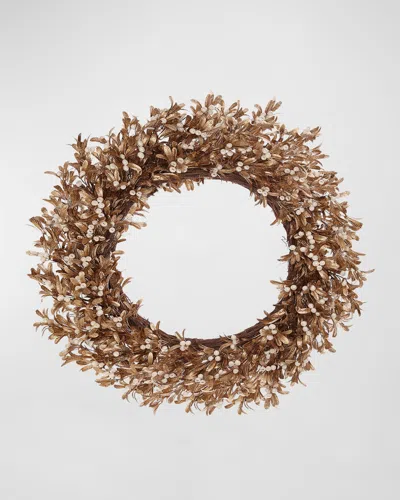 Winward Home Pearly Mistletoe Christmas Wreath In Gold/cream