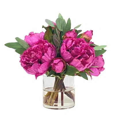 Winward Home Peony And Eucalyptus In Cylinder In Rose