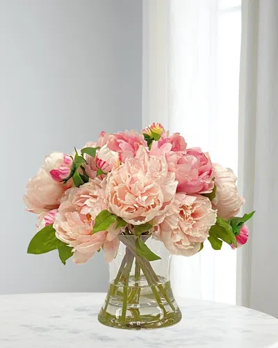 Winward Home Peony Arrangement In Hurricane Vase In Pink