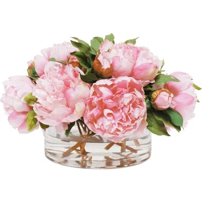 Winward Home Peony In Open Cylinder Vase In Pink