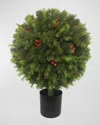 Winward Home Pine Berry Ball Topiary In Pot In Green
