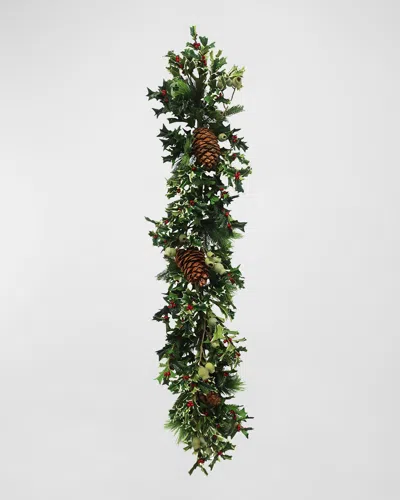 Winward Home Pointed Holly Garland In Green