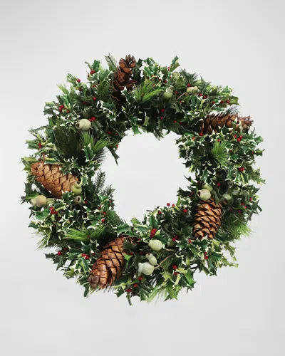 Winward Home Pointed Holly Wreath In Multi