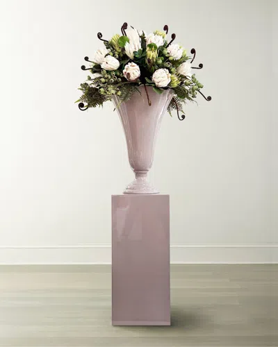 Winward Home Protea Fern 93" Faux Floral Arrangement In Vase With Stand In White/green