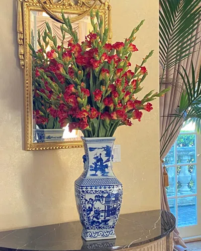 Winward Home Red Gladiolus In Vase In Multi
