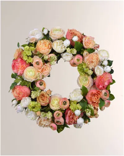 Winward Home Rose Ranunculus Wreath In Multicolor