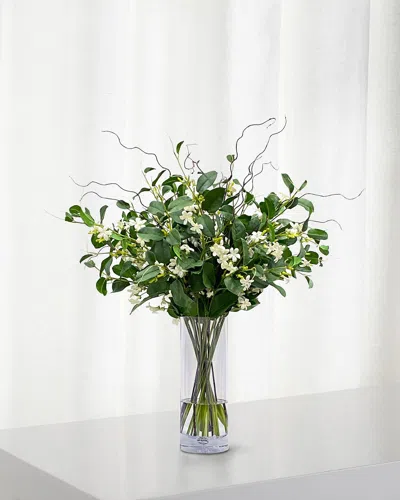 Winward Home Stephanotis Twig In Vase In Green/white