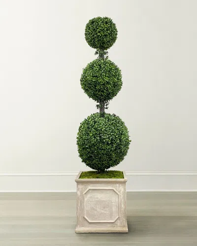 Winward Home Tall Boxwood Topiary In Square Planter In Green